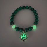 Energy Luminous Lotus Natural Stone Bracelet Yoga Healing Luminous Glow In The Dark Charm Beads Bracelet For Men Women Prayer Buddhism