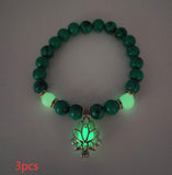 Energy Luminous Lotus Natural Stone Bracelet Yoga Healing Luminous Glow In The Dark Charm Beads Bracelet For Men Women Prayer Buddhism