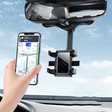 Rearview Mirror Phone Holder, Rotatable ,Retractable, Multifunctional  For Car (Suitable For All Mobile Phones And All Car)