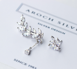 Silver Earrings diamond leaves