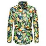 Men's Casual Long Sleeved Floral print Shirt