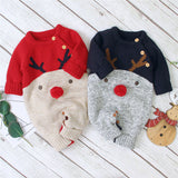 Knitted cartoon fawn romper Christmas sweater