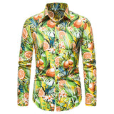 Men's Casual Long Sleeved Floral print Shirt