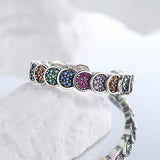 Silver Color Diamond Index Finger Ring Women's Retro Scale Design