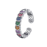 Silver Color Diamond Index Finger Ring Women's Retro Scale Design